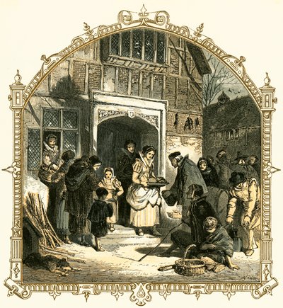 Liefdadigheid met Kerstmis door Myles Birket Foster