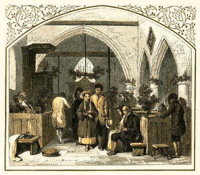 Kerkversiering met Kerstmis door Myles Birket Foster