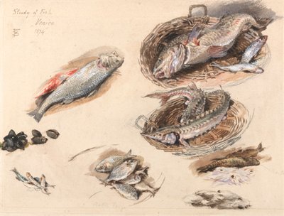 Studie van vis, Venetië door Myles Birket Foster