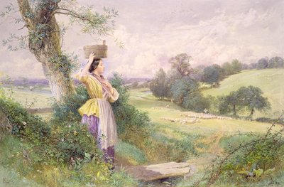 De melkmeid, 1860 door Myles Birket Foster
