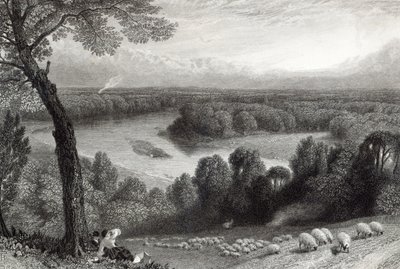 De Theems vanaf Richmond Hill, gegraveerd door J. Saddler, gedrukt door Cassell, Petter en Galvin door Myles Birket Foster