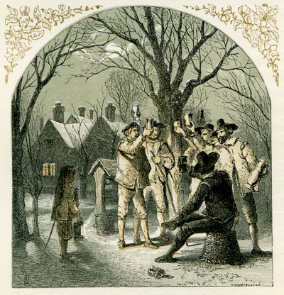 Wassailing fruitbomen door Myles Birket Foster