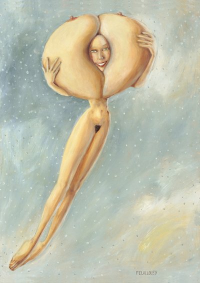 Surrealistisch zwevend naakt door Myriam Feuilloley