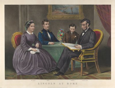 Lincoln thuis, 1867 door Nathaniel Currier