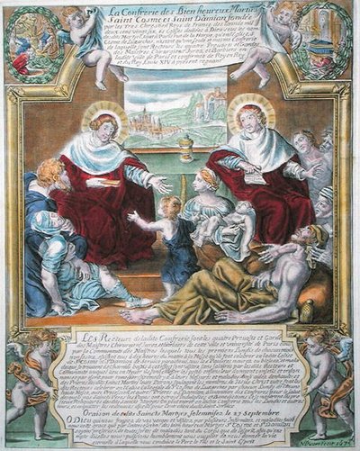 SS. Cosmas en Damian genezen de armen door N. Picart