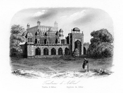 Graf van Akbar de Grote, Sikandra, India door N. Remond