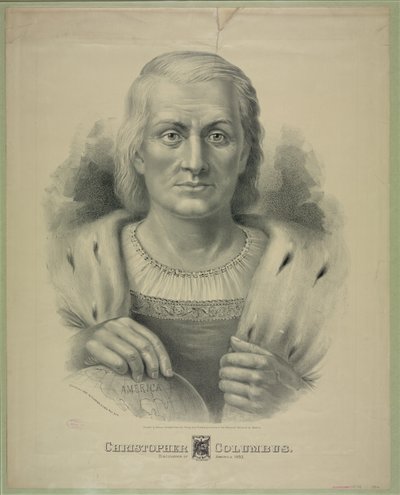 Portret van Christoffel Columbus (1451 - 1506) door Currier and Ives