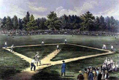 Het Amerikaanse Nationale Honkbalspel, Grote Wedstrijd Voor Het Kampioenschap op De Elysian Fields, Hoboken, N.J. 1866 door Currier and Ives