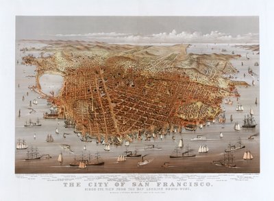 De Stad San Francisco door Currier & Ives, ca. 1878 (kleur litho) door Currier and Ives