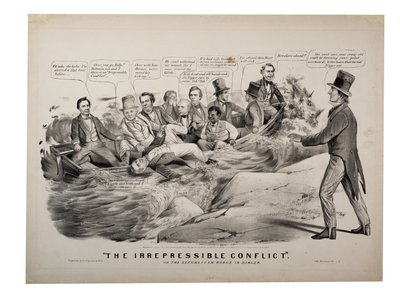 Het onbedwingbare conflict of de Republikeinse schuit in gevaar door N. and Ives J.M. (1824-95) Currier