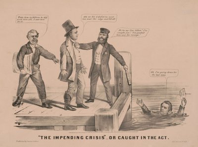 "De dreigende crisis" Of op heterdaad betrapt door N. and Ives J.M. (1824-95) Currier