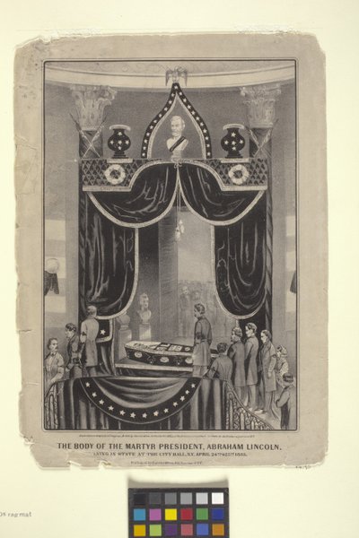 Lichaam van de martelaar president, Abraham Lincoln door N. and Ives J.M. (1824 95) Currier