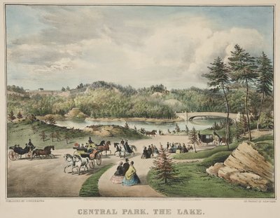 Central Park - Het Meer door Currier and Ives