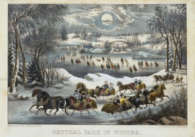 Central Park in de winter door Currier and Ives