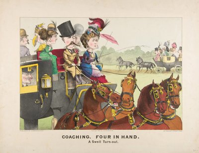 Coaching – Vier-in-Hand – Een Prachtige Uitvoering door Currier and Ives