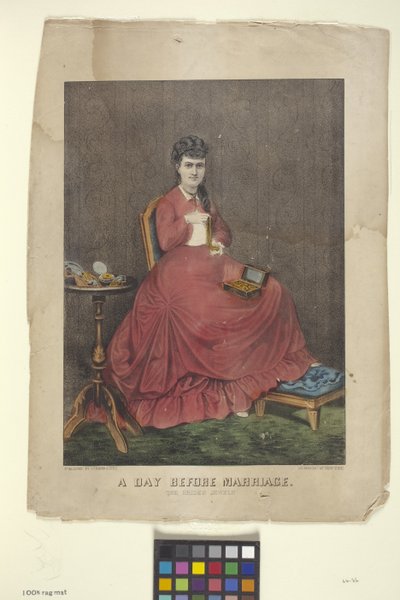 De dag voor het huwelijk door N. and Ives J.M. (1824 95) Currier