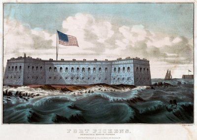 Fort Pickens: Pensacola Harbor, Florida, c.1860 (kleur lithografie) door Currier and Ives