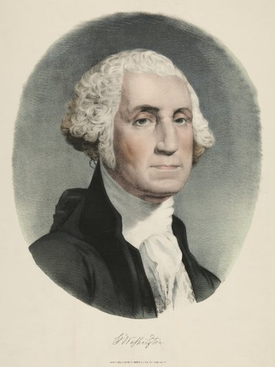 George Washington (kleur lithografie) door Currier and Ives