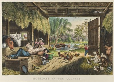Vakanties op het platteland, lastige vliegen door Currier and Ives