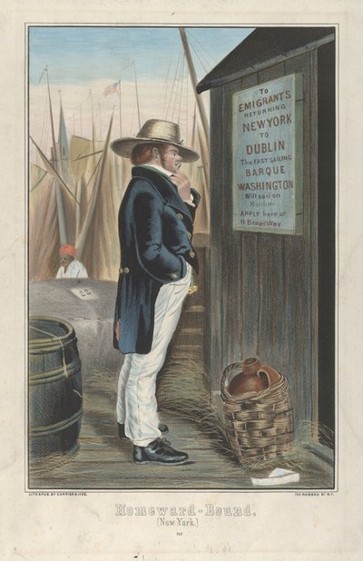 Op weg naar huis (New York), ca. 1860 (handgekleurde lithografie) door Currier and Ives