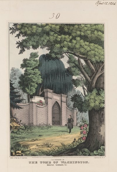 La Fayette bij het graf van Washington - Mount Vernon Va. 1845 door Currier and Ives