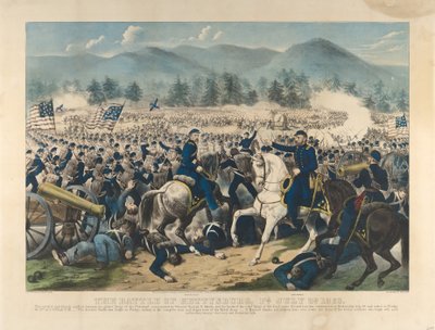 De Slag bij Gettysburg, Pa., 3 juli door Currier and Ives