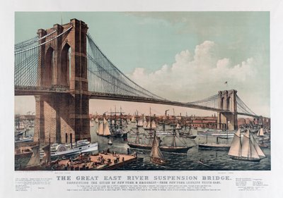 De Brooklyn Bridge door Currier & Ives, ca. 1892 door Currier and Ives