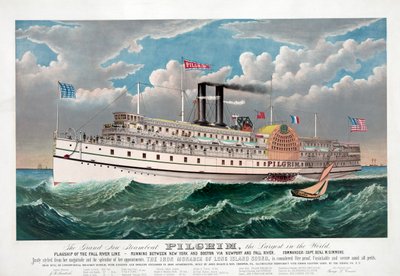 De Grote Nieuwe Stoomboot Pilgrim, ca. 1883 door Currier and Ives