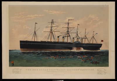 Het IJzeren Stoomschip Great Eastern... Gebouwd onder leiding van I K Brunel... door N. and Ives J.M. (1824 95) Currier