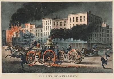 Het leven van een brandweerman, Het Metropolitan Systeem door Currier and Ives