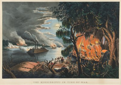 De Mississippi in oorlogstijd door Currier and Ives