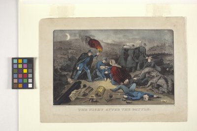 De nacht na de slag door N. and Ives J.M. (1824 95) Currier
