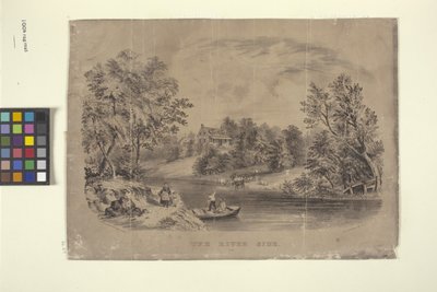 De rivieroever door N. and Ives J.M. (1824 95) Currier