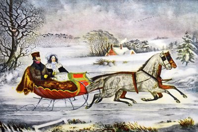 De Weg, Winter door Currier and Ives