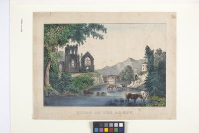 De ruïnes van de abdij door N. and Ives J.M. (1824 95) Currier