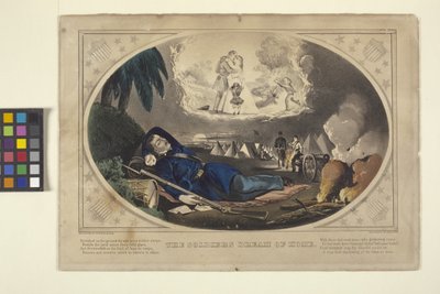 De droom van de soldaat over thuis door N. and Ives J.M. (1824 95) Currier