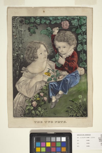 De twee huisdieren door N. and Ives J.M. (1824 95) Currier