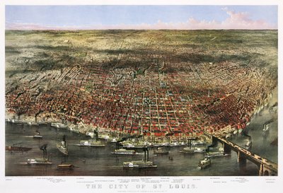 De stad St. Louis, ca. 1874 door Currier and Ives