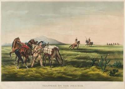 Vallenstellers op de Prairie / Vrede of Oorlog? 1866 door Currier and Ives