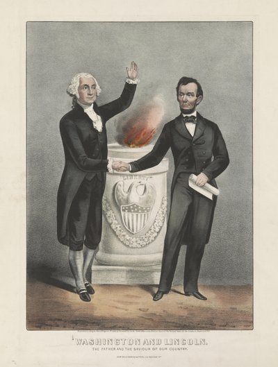 Washington en Lincoln. De vader en de redder van ons land, ca. 1865 door Currier and Ives