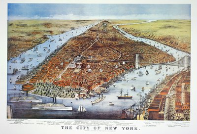 Stad New York, 1876 door N. and Ives, J.M. Currier