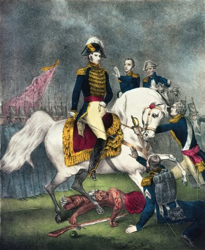 Generaal William H. Harrison (1773-1841) bij de Slag van Tippecanoe, 1840 door N. and Ives, J.M. Currier