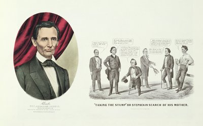 Hon. Abraham Lincoln, 16e President van de Verenigde Staten, 1860 door N. and Ives, J.M. Currier