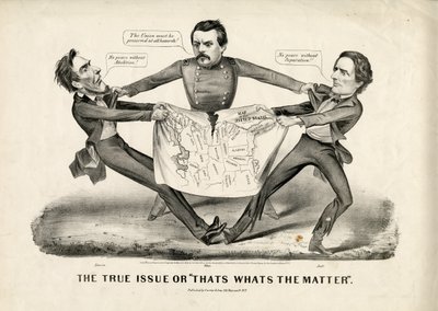 De ware kwestie of dat is het probleem, 1864 door N. and Ives, J.M. Currier
