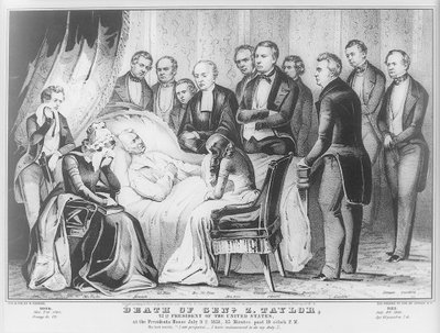 Zachary Taylor op zijn sterfbed in het Witte Huis, 1850 door N. and Ives, J.M. Currier