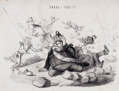 Dareneck!!! (Nekbreuk). Lithografie door Gabriel Aubert, drukker in Parijs die de krant 