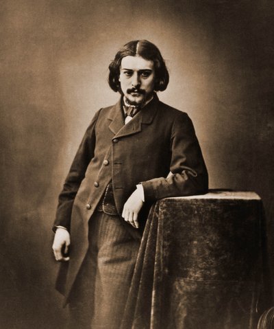 Portret van Alphonse Daudet, dichter, romanschrijver 1840-1897 (foto) door Nadar