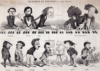 De serie "Muzikanten en Schilders" uit "Le Petit journal pour rire" door Nadar
