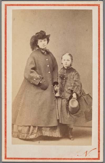 Portret van Jadwiga Garczyńska, geboren Pruszak (1834-1917), met haar dochter door Nadar