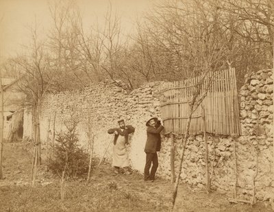 Ermitage de Sénart, een tuinman en Jules Belaube door Nadar [Gaspard Félix Tournachon]